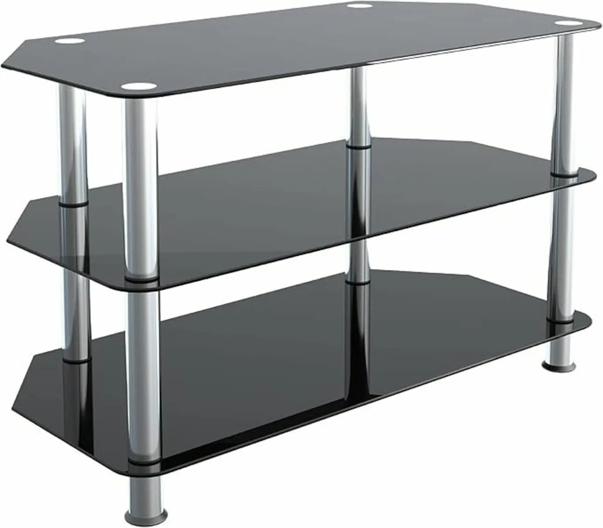 Glass Corner TV Stand – Universal Black Glass - Image 1