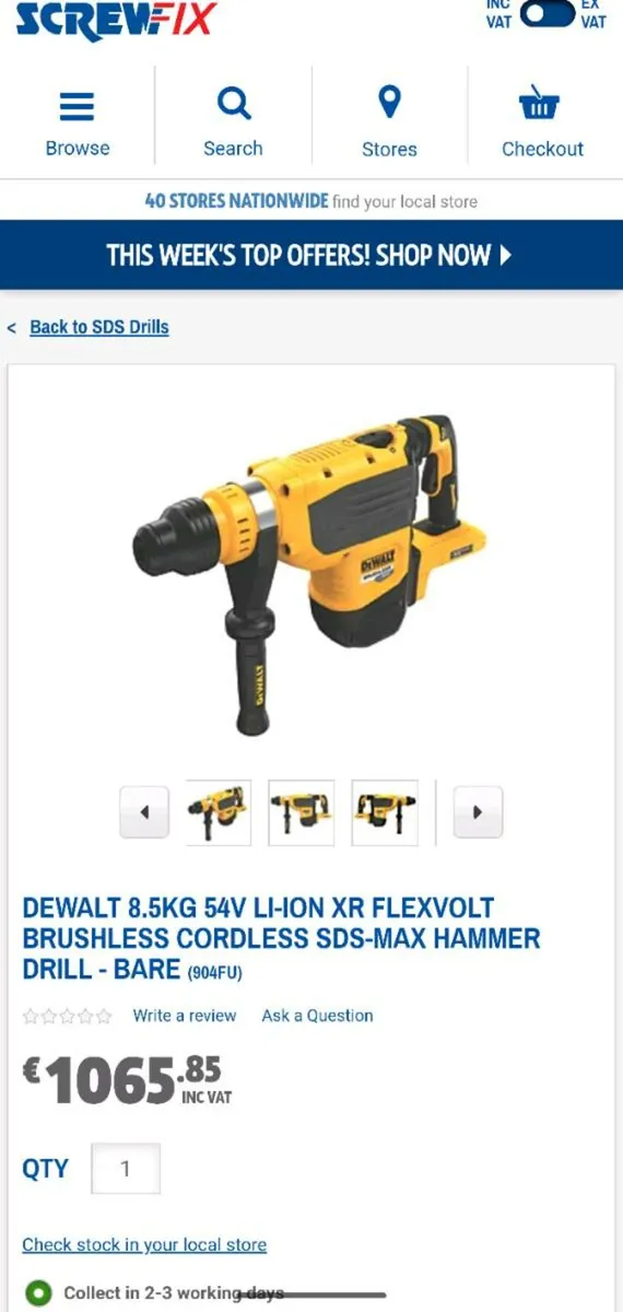 DeWalt 48mm SDS-Max Hammer Drill - Image 1