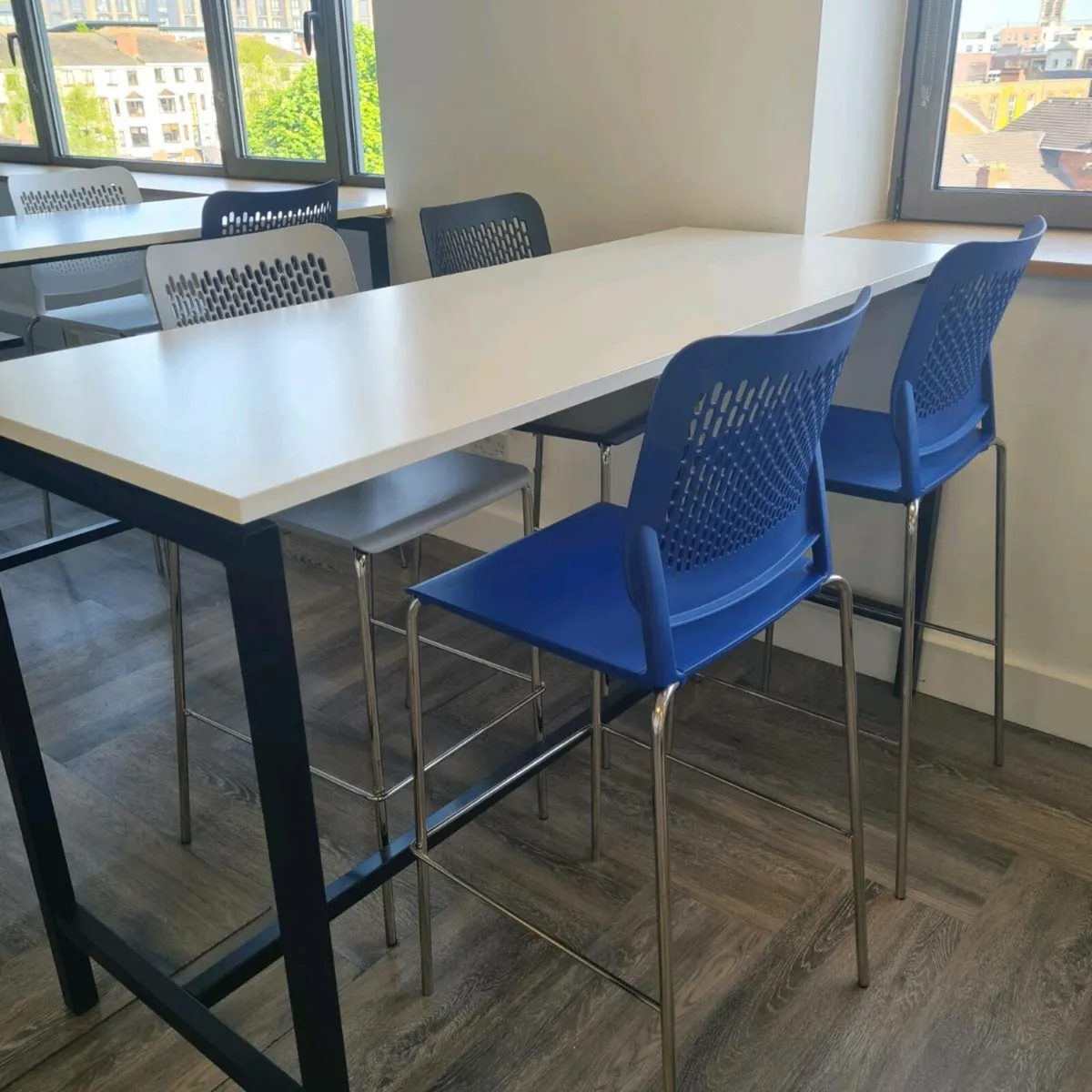 White high canteen tables