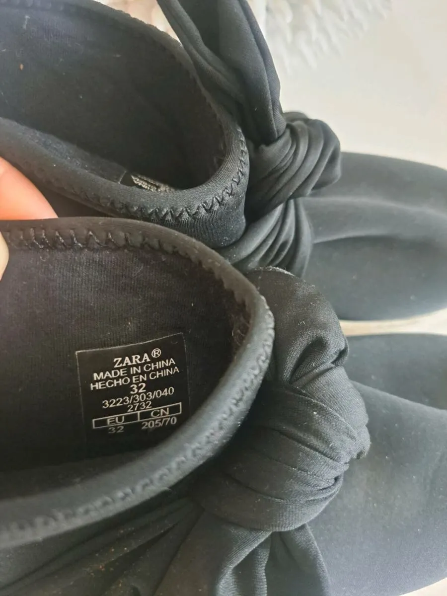 Girls zara black bow boots 32 uk13 - Image 3