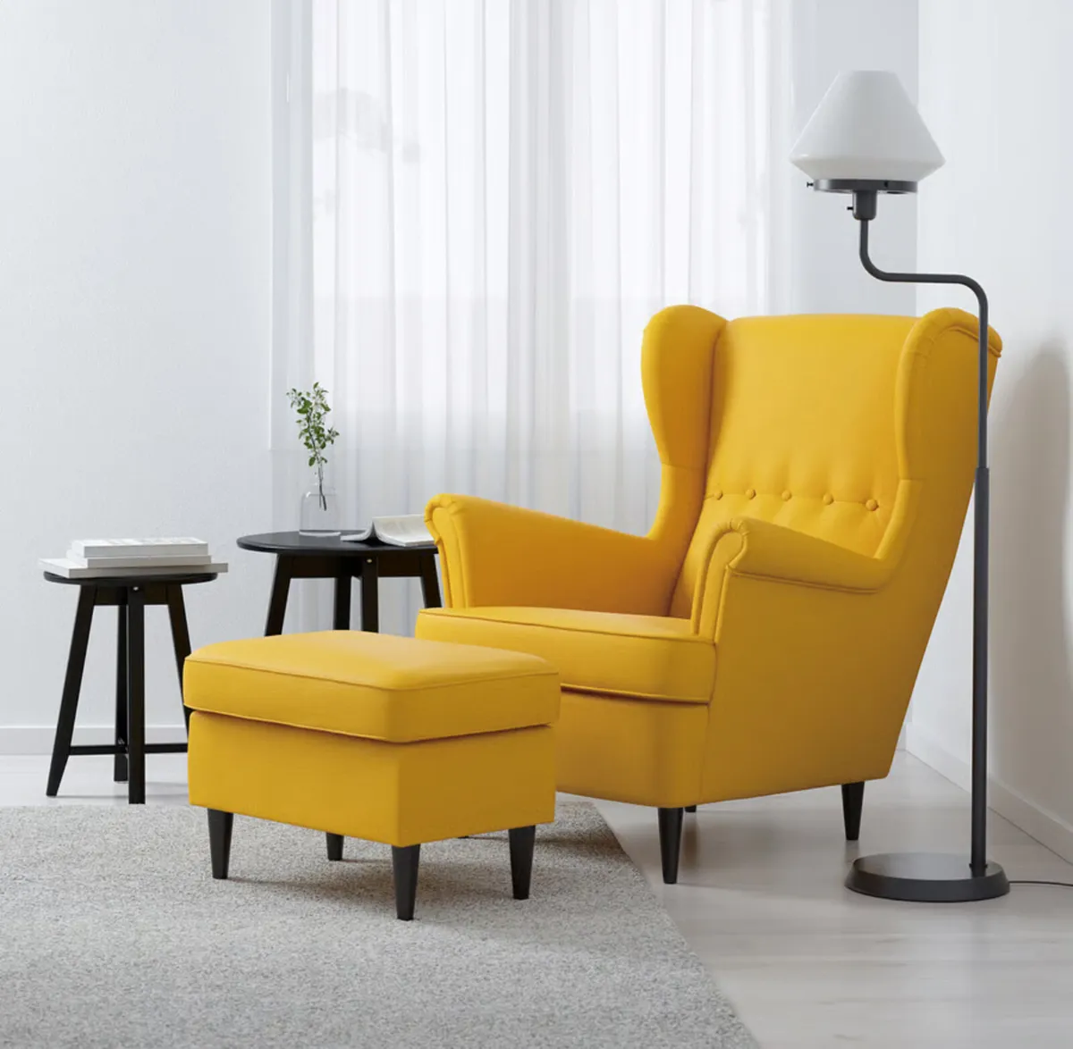 IKEA Strandmon Wingback Chair and Footstool - Image 2