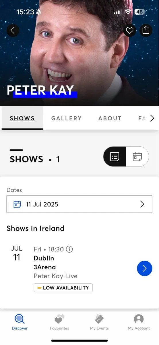 Peter Kay x2 - Dub Fri 11th - Below Face Value - Image 1