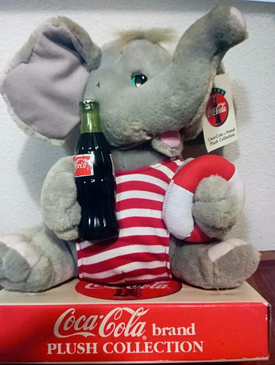 VINTAGE 197Os.STUFFED ANIMAL ELEPHANT COCA COLA - Image 1