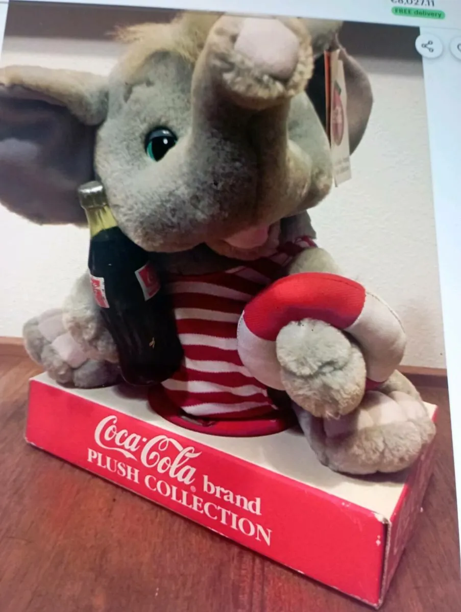 VINTAGE 197Os.STUFFED ANIMAL ELEPHANT COCA COLA - Image 3