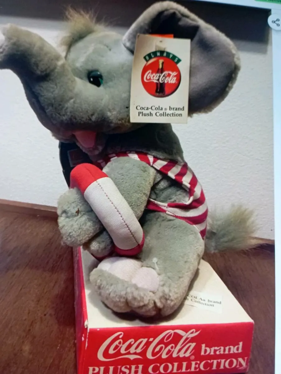 VINTAGE 197Os.STUFFED ANIMAL ELEPHANT COCA COLA - Image 4