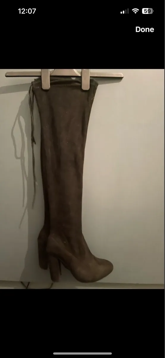 Black suede over knee boots - Image 1