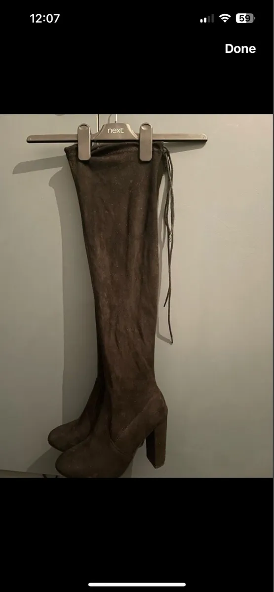 Black suede over knee boots - Image 2