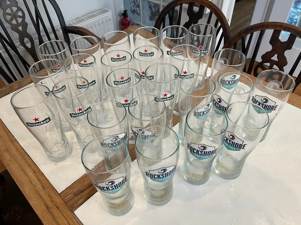 25 Beer Glasses- Heineken & Rockshore - Image 1