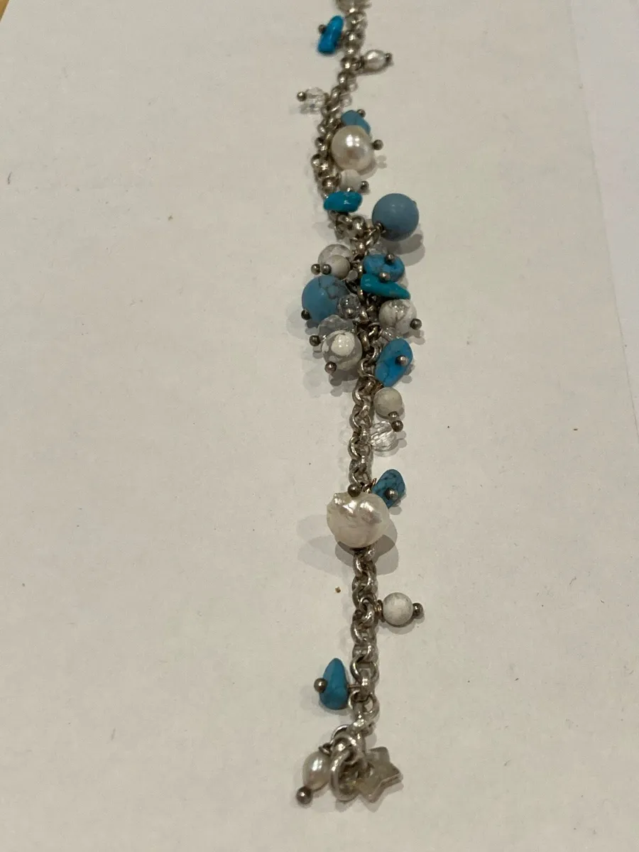 Silver Howlite, Crystals & pearl bracelet - Image 1