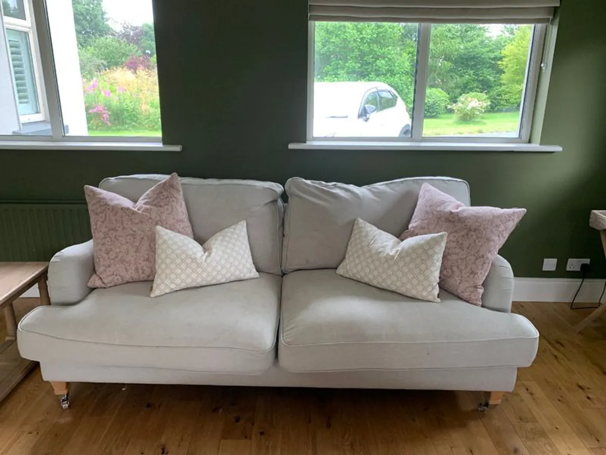 Light Cream/Beige 4 Seater Sofa x 2 - Image 1
