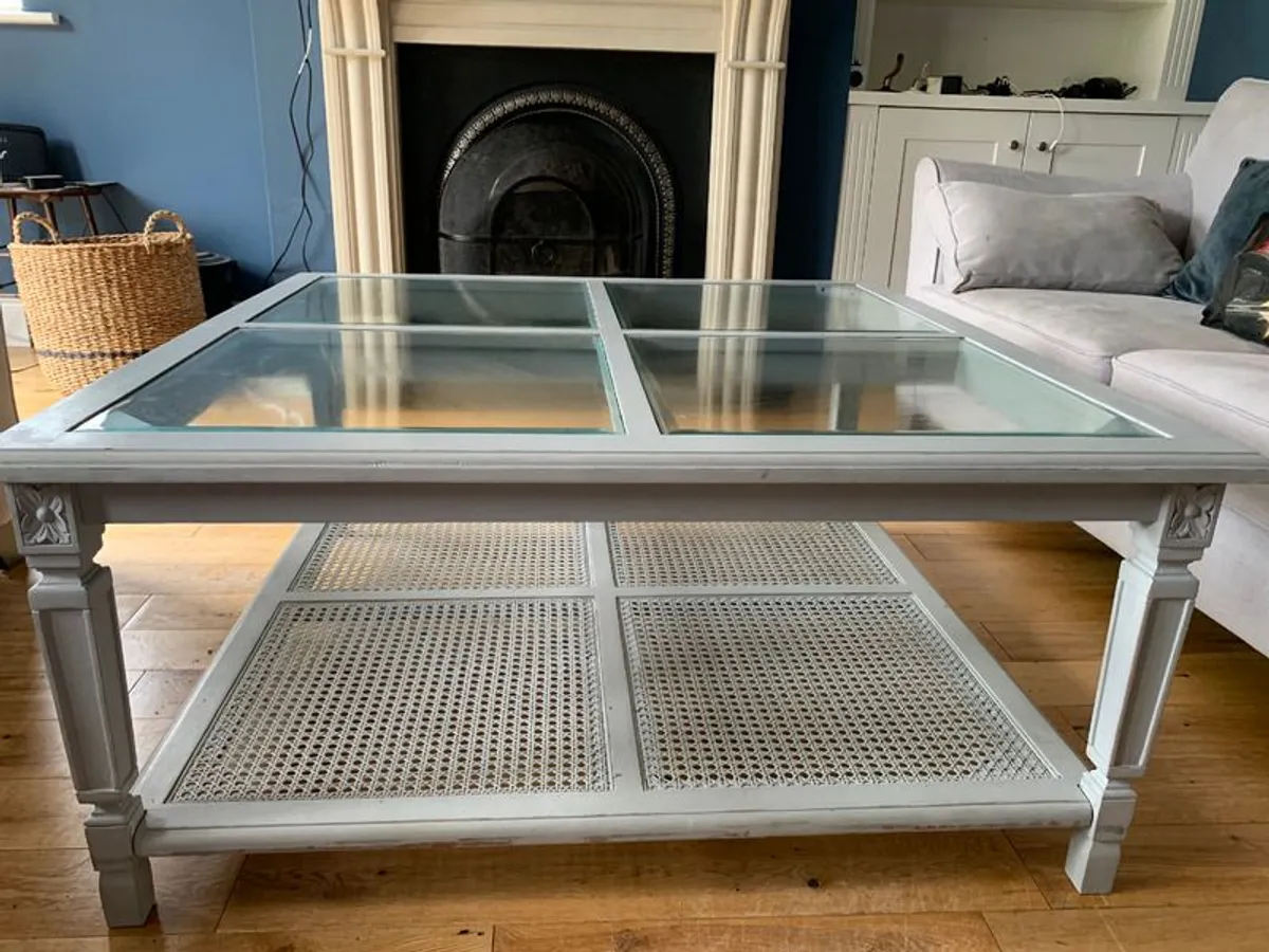 Square Painted Grey Coffee Table - Image 1
