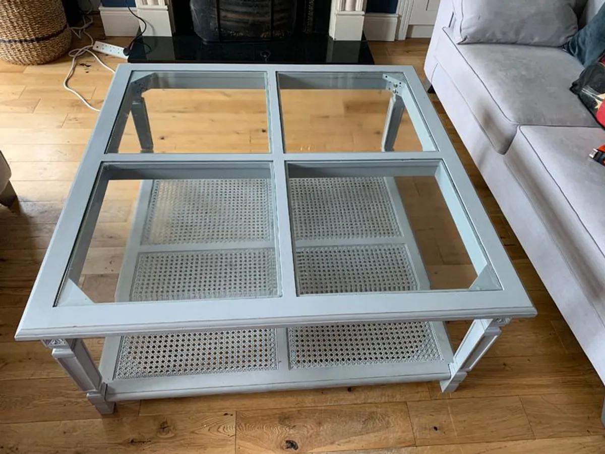 Square Painted Grey Coffee Table - Image 2