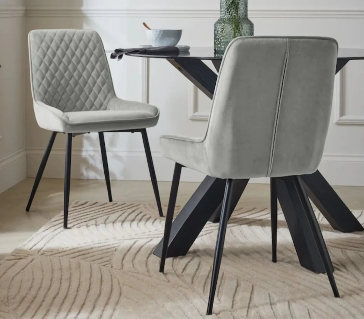 Set of 4 Soft Velvet Mid Grey dining chairs - Image 2