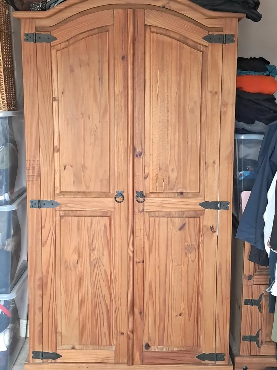 5ft solid pine bed frame,€80 Wadrobe chest lockers - Image 4