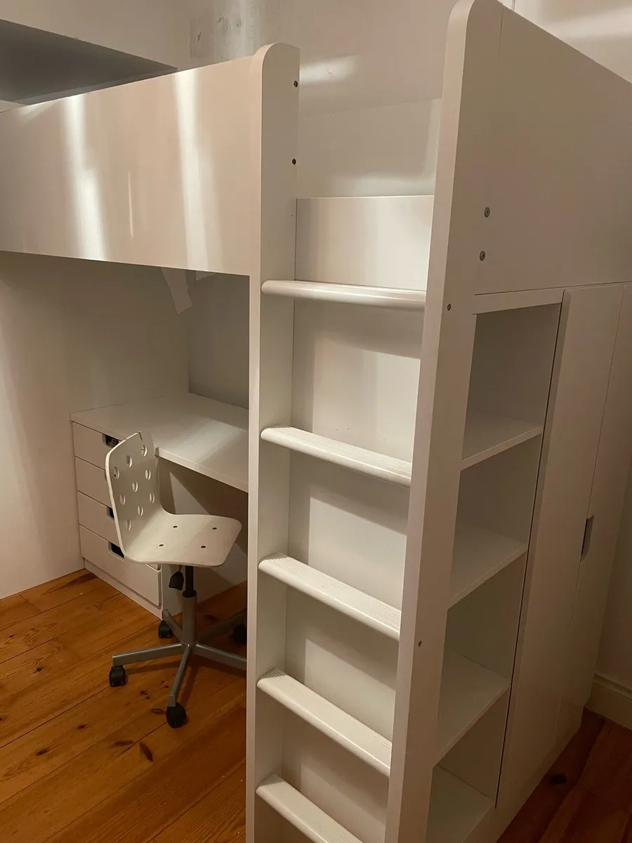 IKEA loft bed, white white/with desk with 4 drawer - Image 2