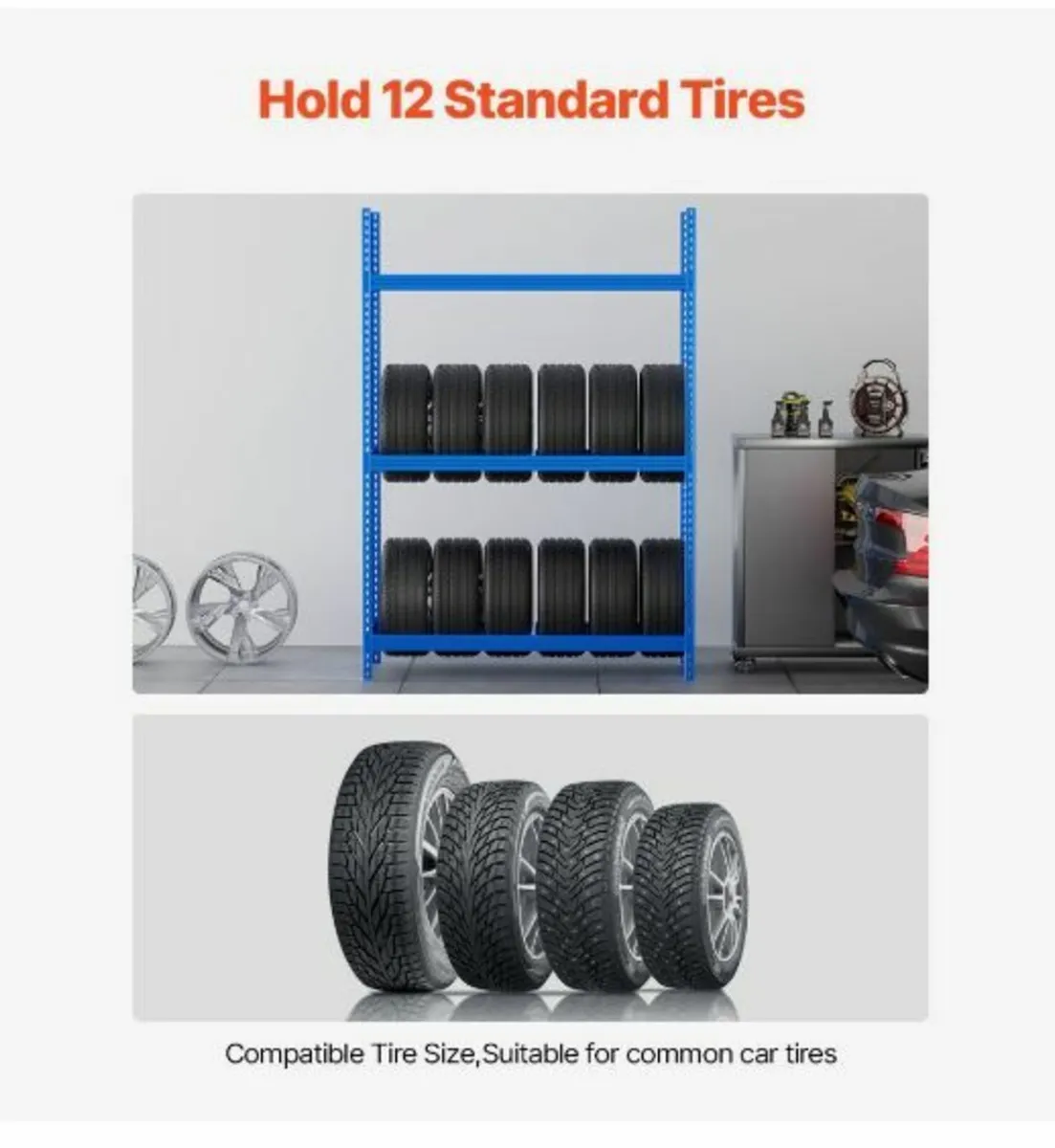 Tire Storage Rack 2-Shelf Tire Holder Stand - Image 2