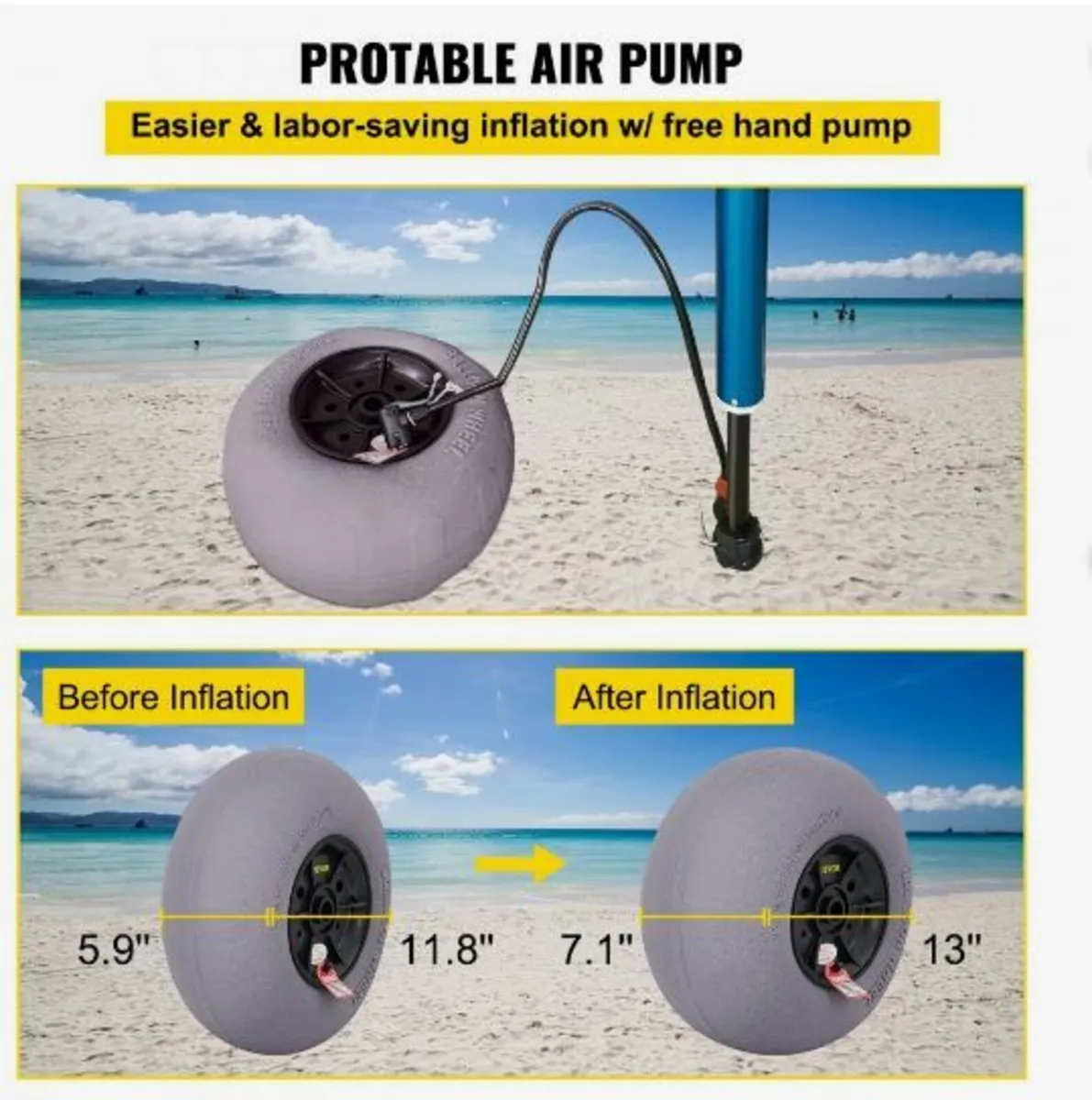 Beach Balloon Wheels, 13" Replacement Sand Tires - Image 2