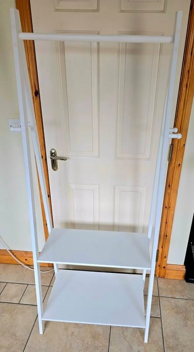 White Clothes Rail with two shelves. - Image 1