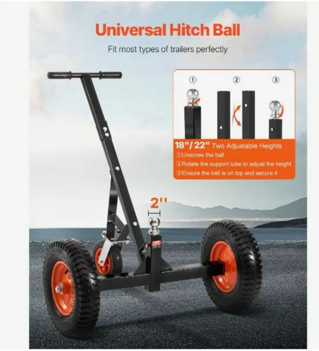 1200lbs Trailer Dolly 18 and 22 in Adjustable - Image 3