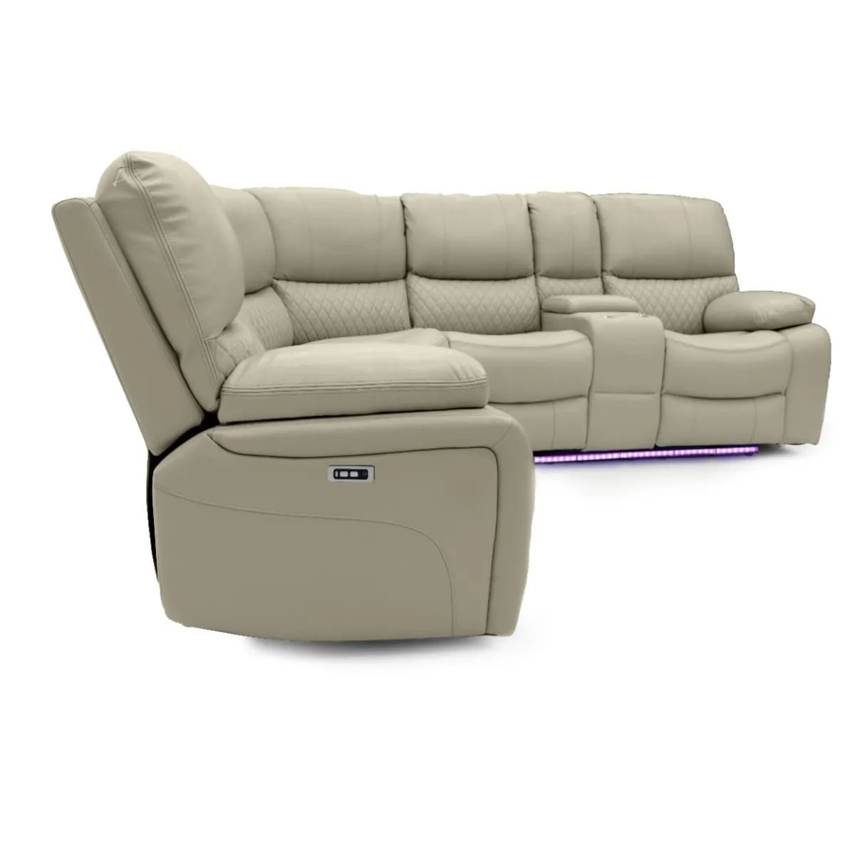 Rita Electric Beige Leather Corner Recliner Sofa - Image 2