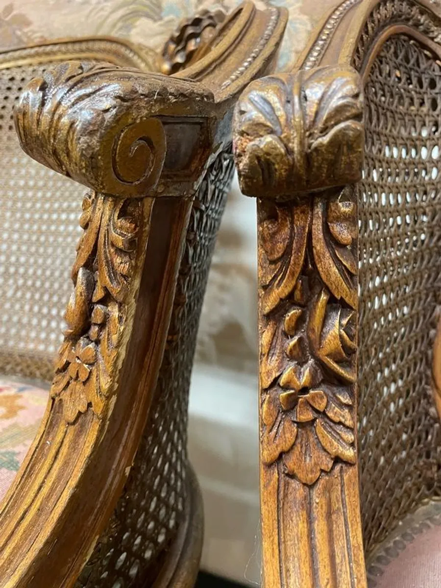 Pair of Antique Tapestry Fabric Chairs. - Image 4