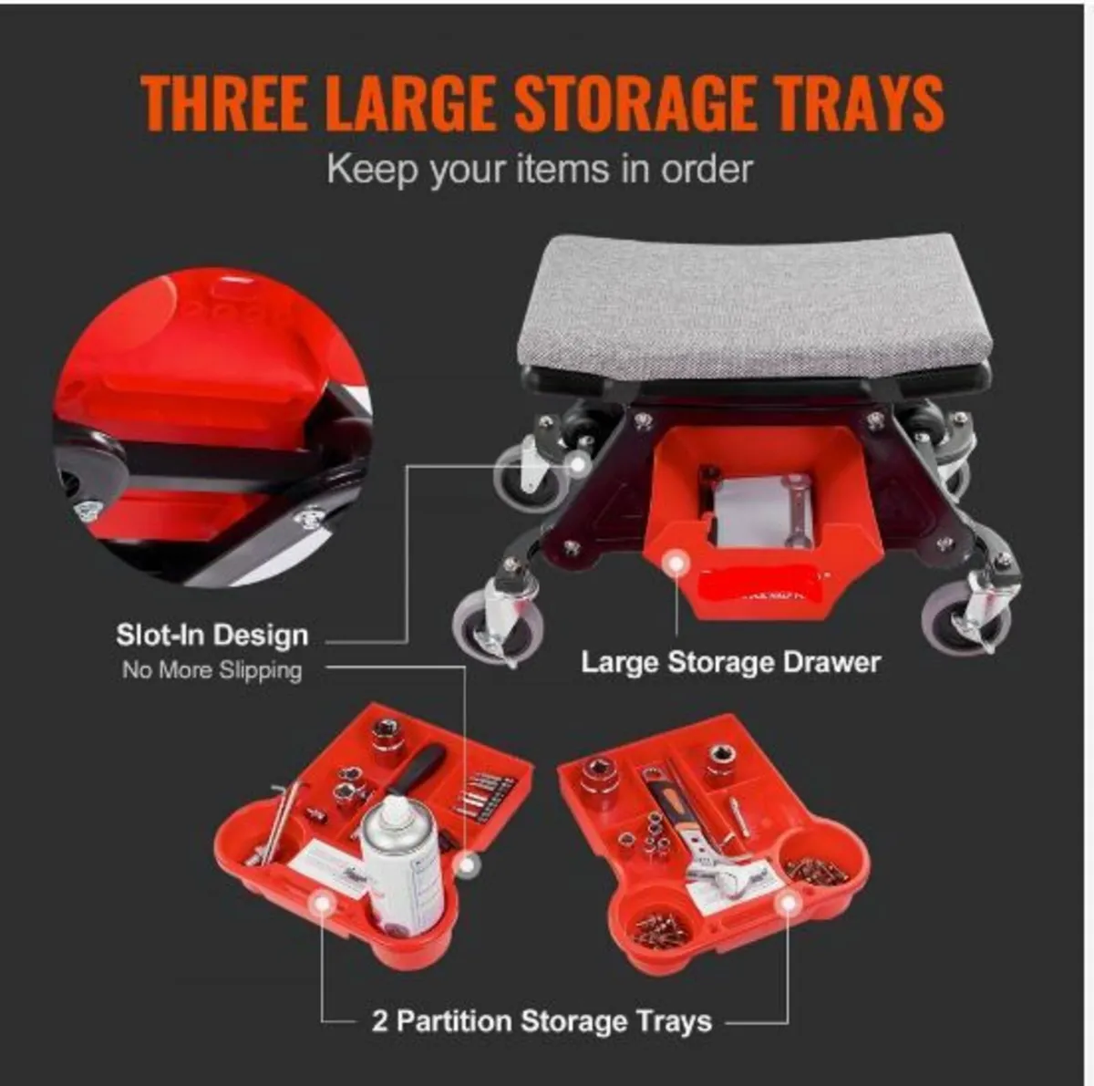 Mechanics Stool, 300 LBS Capacity - Image 2