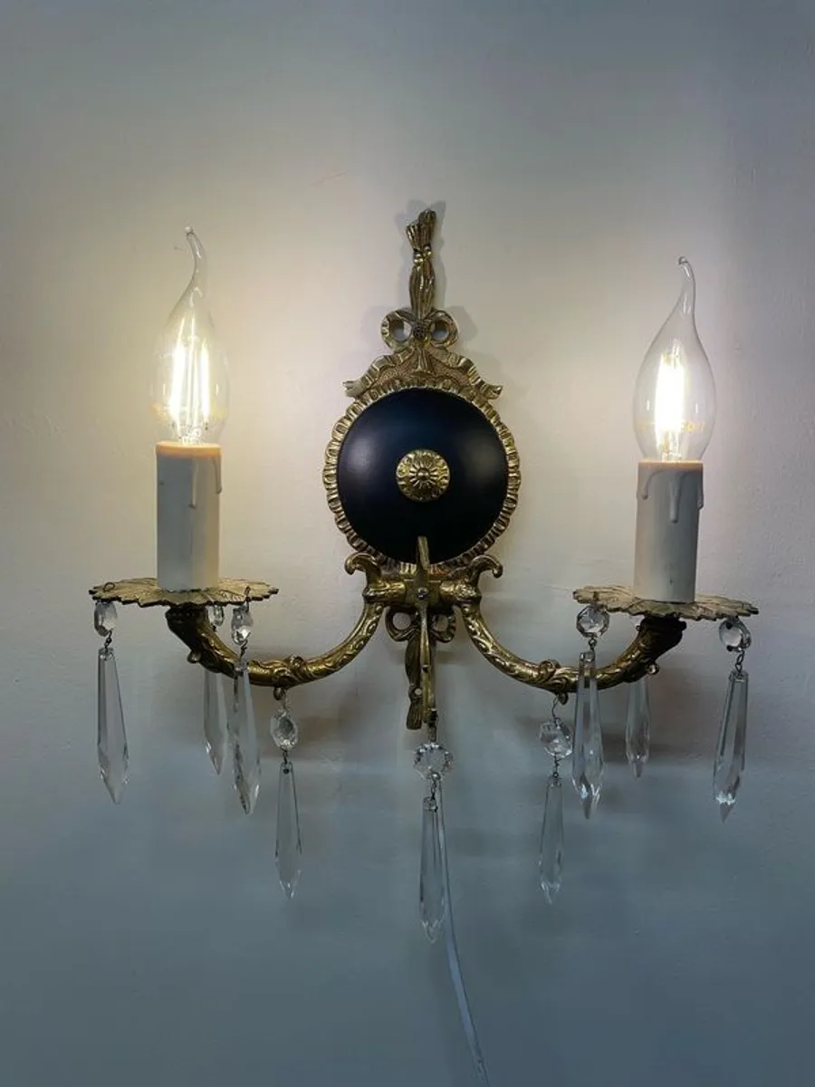 French Empire Antique Brass Double Wall Light - Image 1