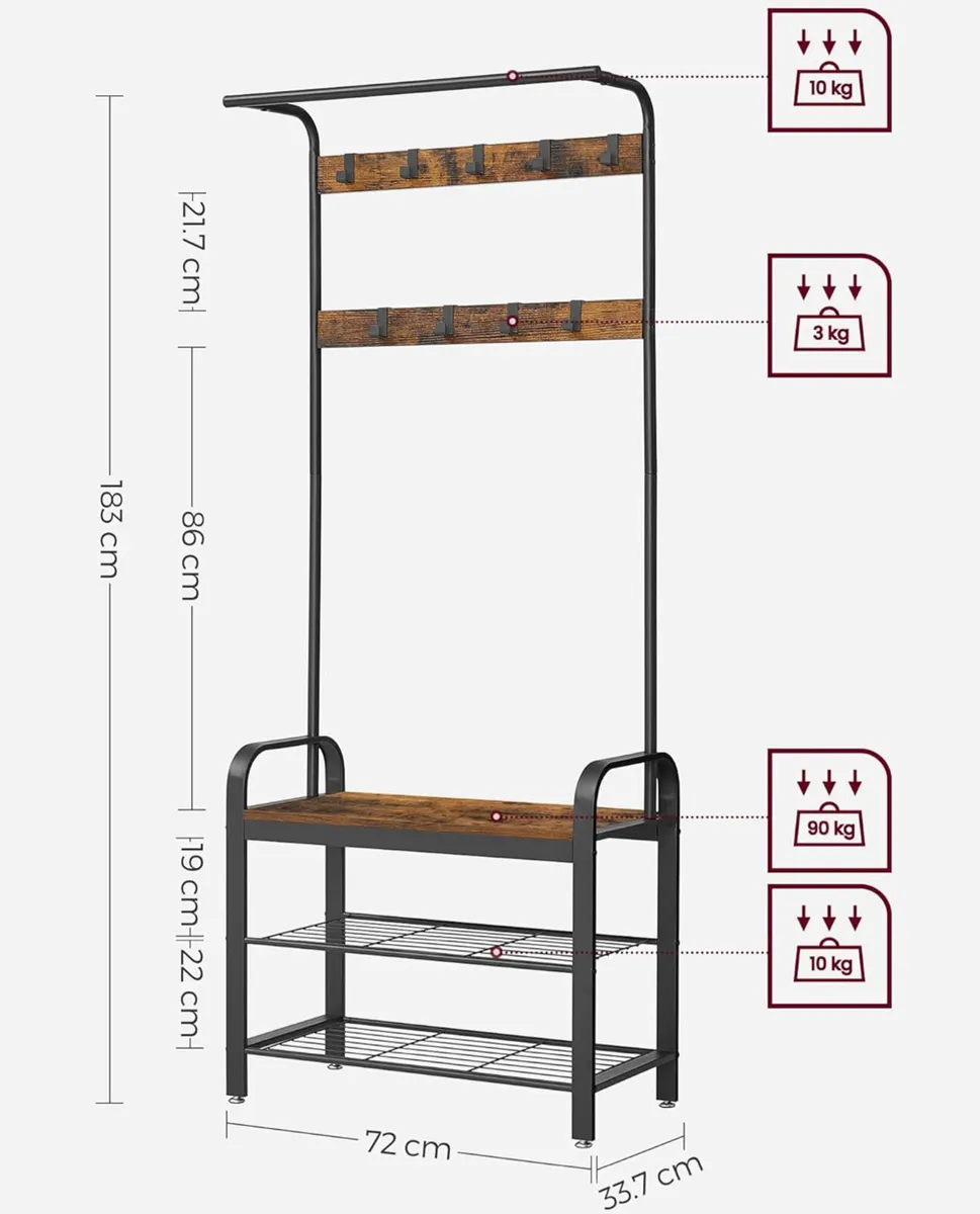 Coat Stand with Shoe Storage - Image 2