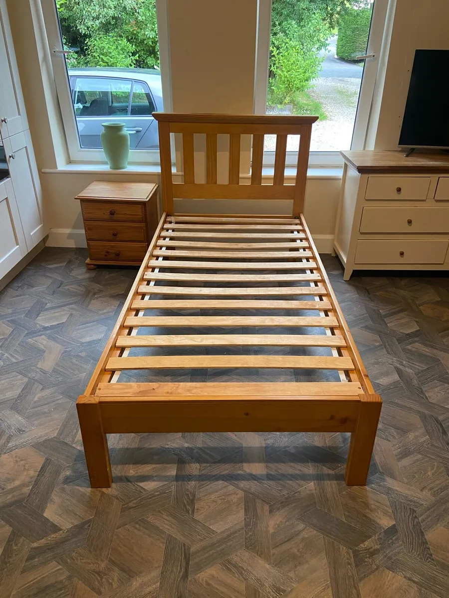 Single Wooden Bed & Side Table - Image 1