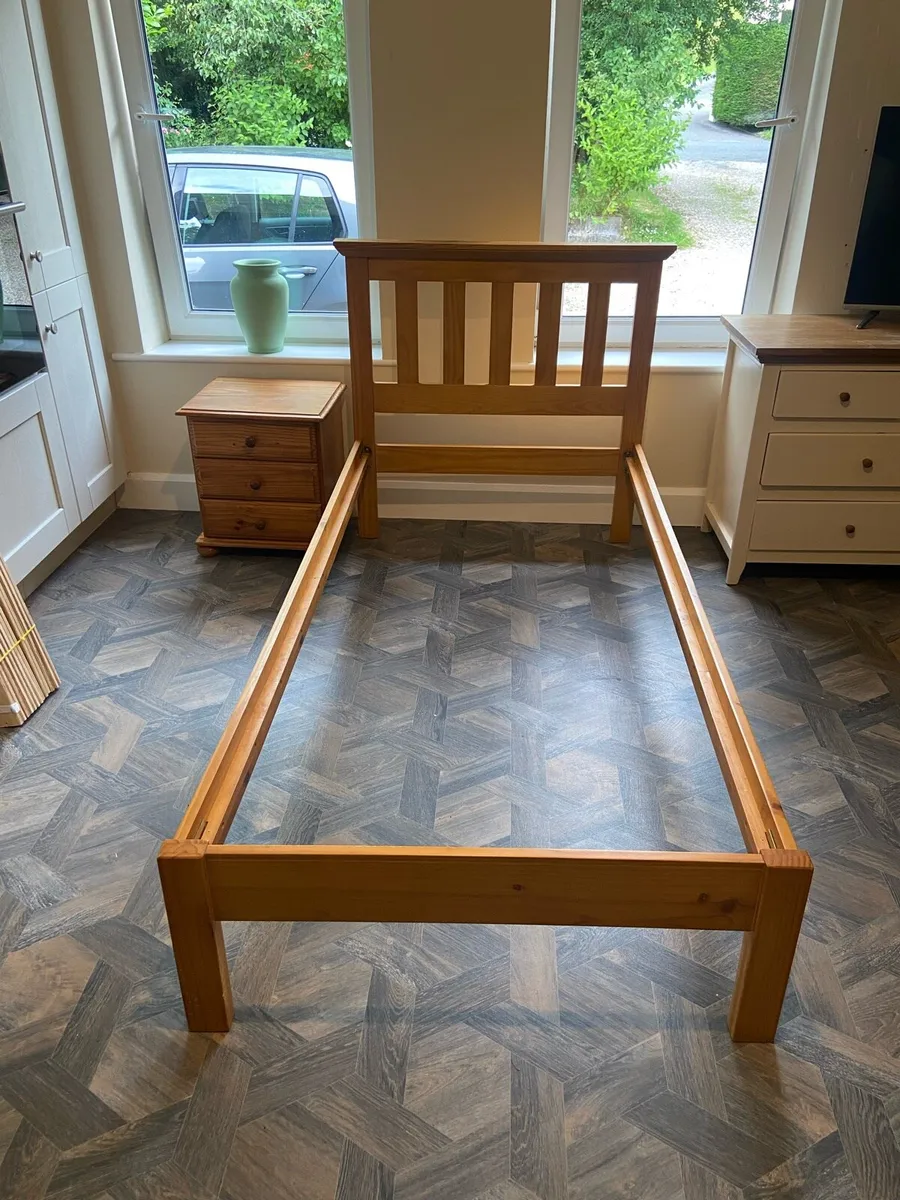 Single Wooden Bed & Side Table - Image 2