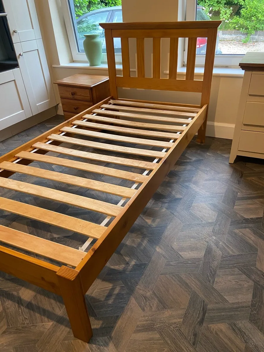 Single Wooden Bed & Side Table - Image 3
