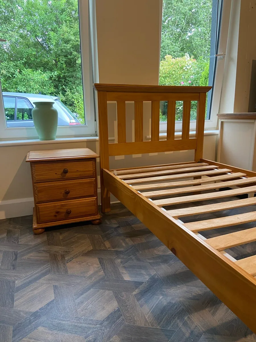Single Wooden Bed & Side Table - Image 4