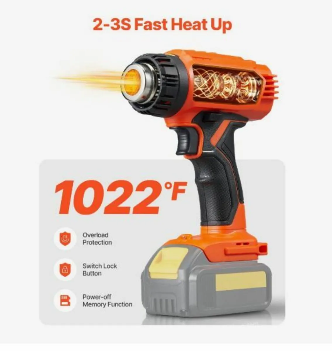 Cordless Heat Gun Hot Air Gun with LED Light 6 - Image 3