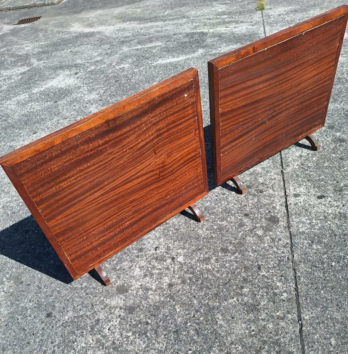 Pair of vintage oak framed fire screens - Image 4