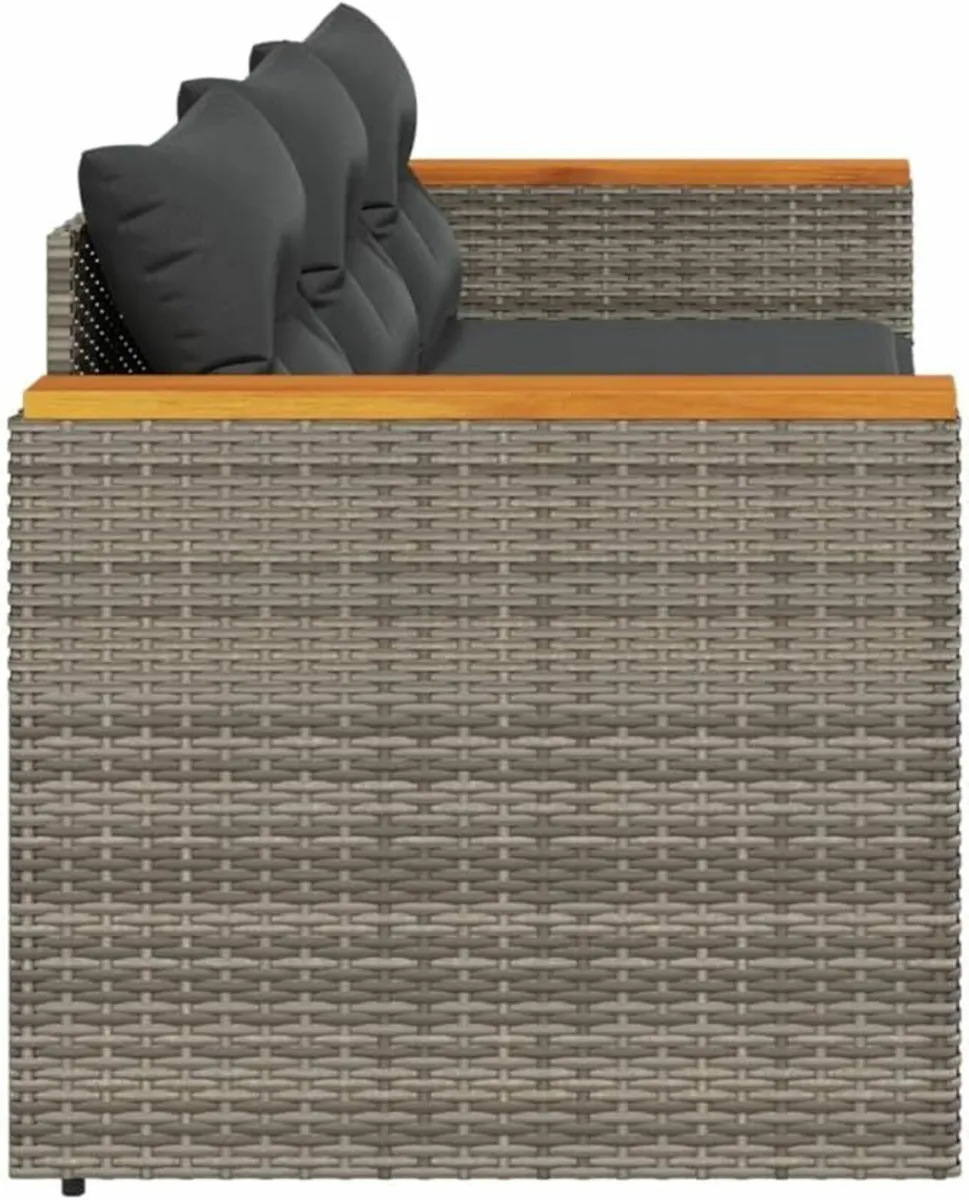 3-Seater Garden Sofa Poly Rattan Outdoor Lounge wi - Image 4