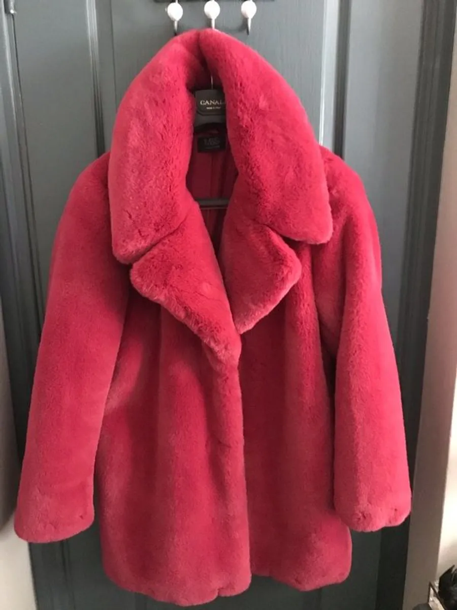 PRICE REDUCTION Fun Fur jacket M&S, cerise pink, size 18 - Image 1