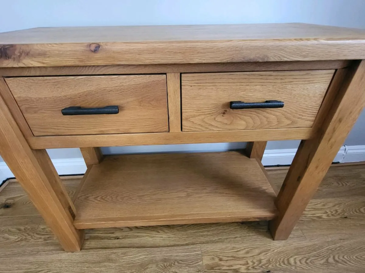 Oak console table x 2 - Image 1