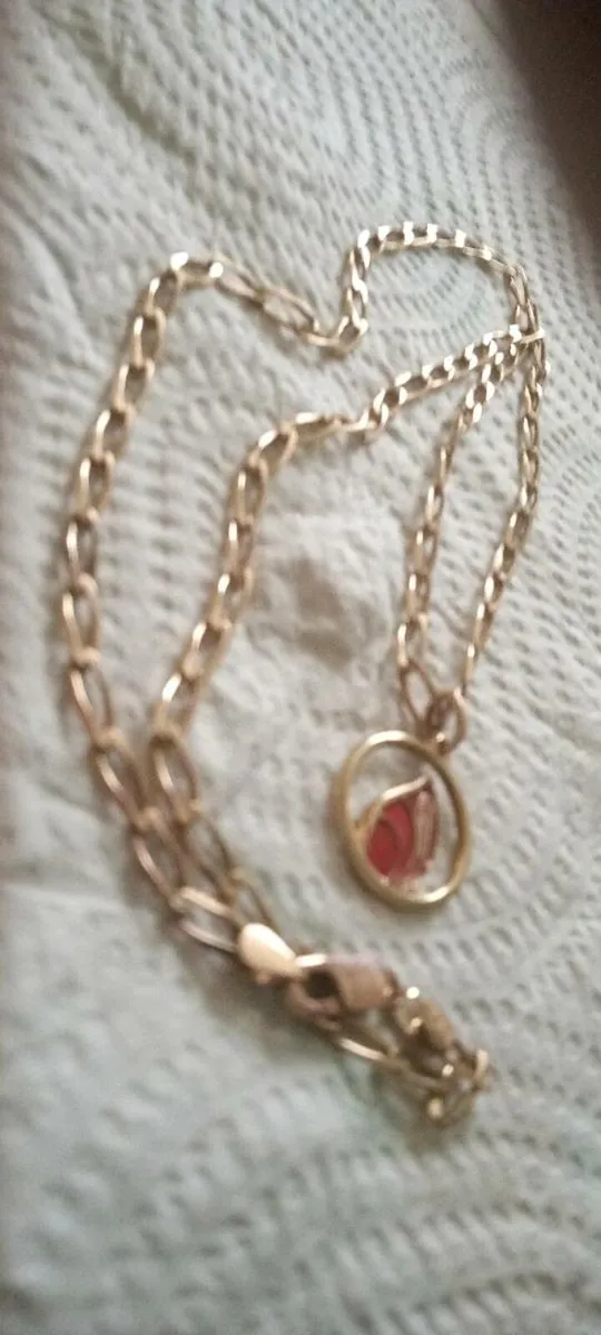 9 CT gold pendant on 20 inch chain - Image 1