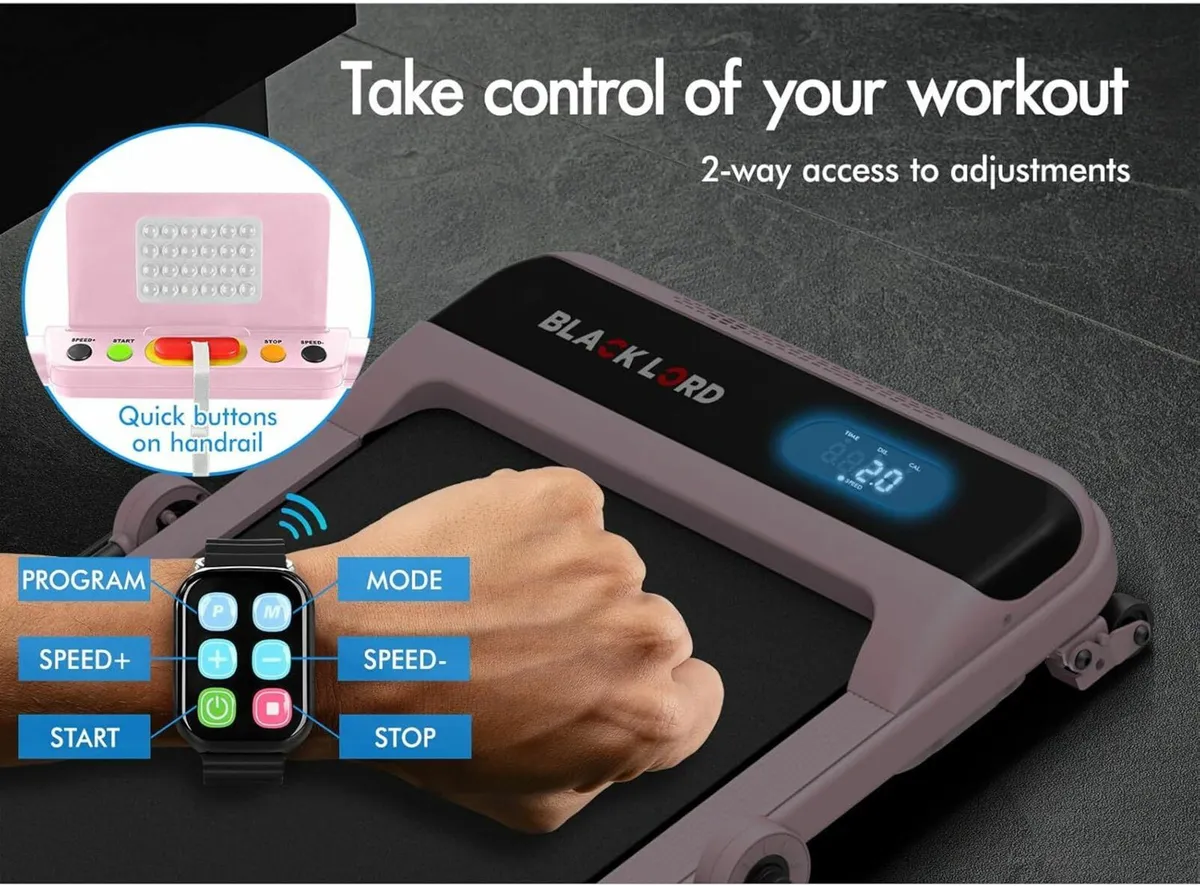 Walking Pad Treadmill Home Office LED Display Pink - Image 2