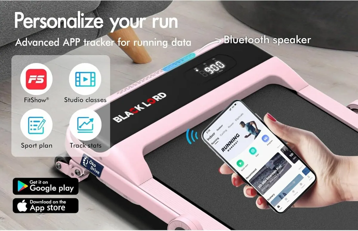 Walking Pad Treadmill Home Office LED Display Pink - Image 3