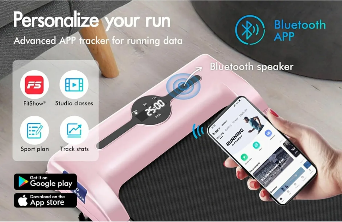 Walking Pad Treadmill LED Display Bluetooth Pink - Image 4