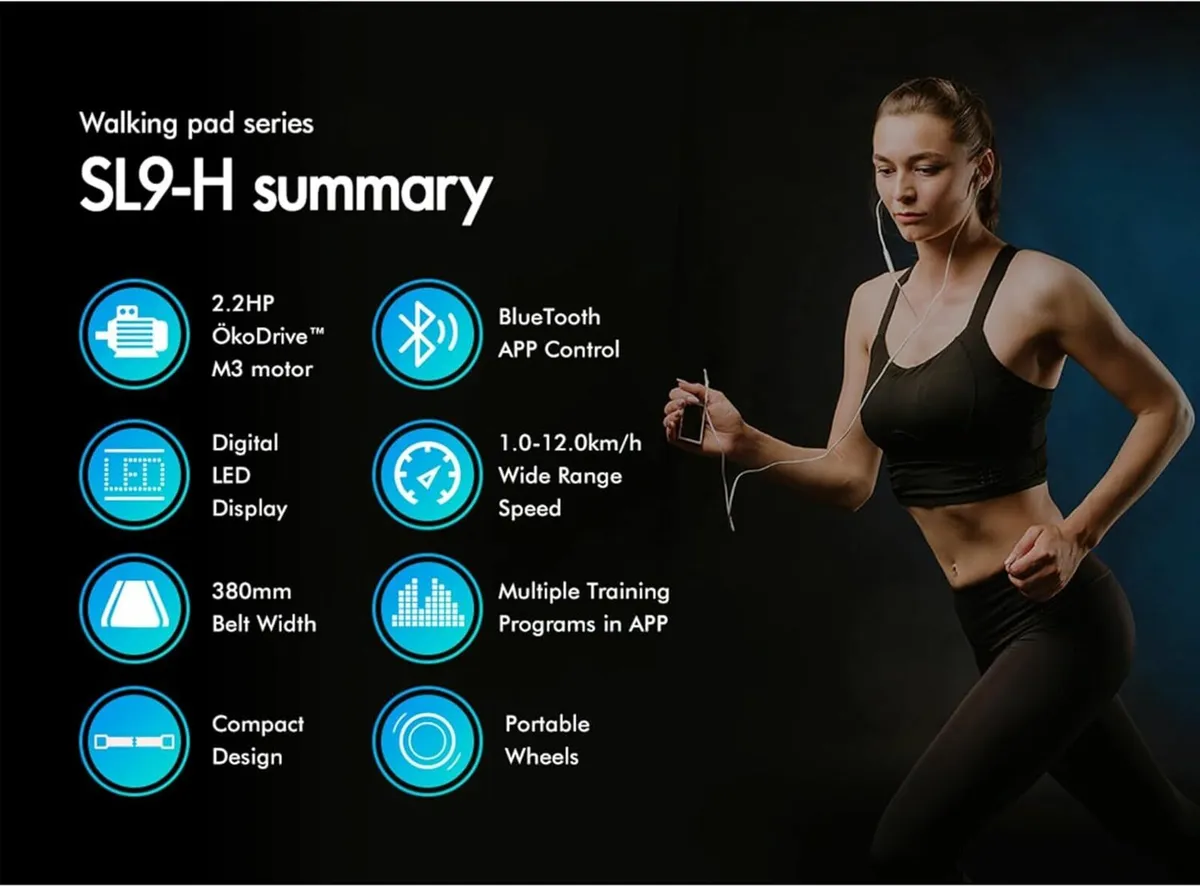 Walking Pad Treadmill, LED Display Bluetooth Pink - Image 4