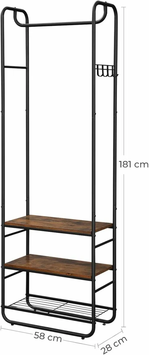 Coat Rack with Shoe Rack, Storage Shelves - Image 3