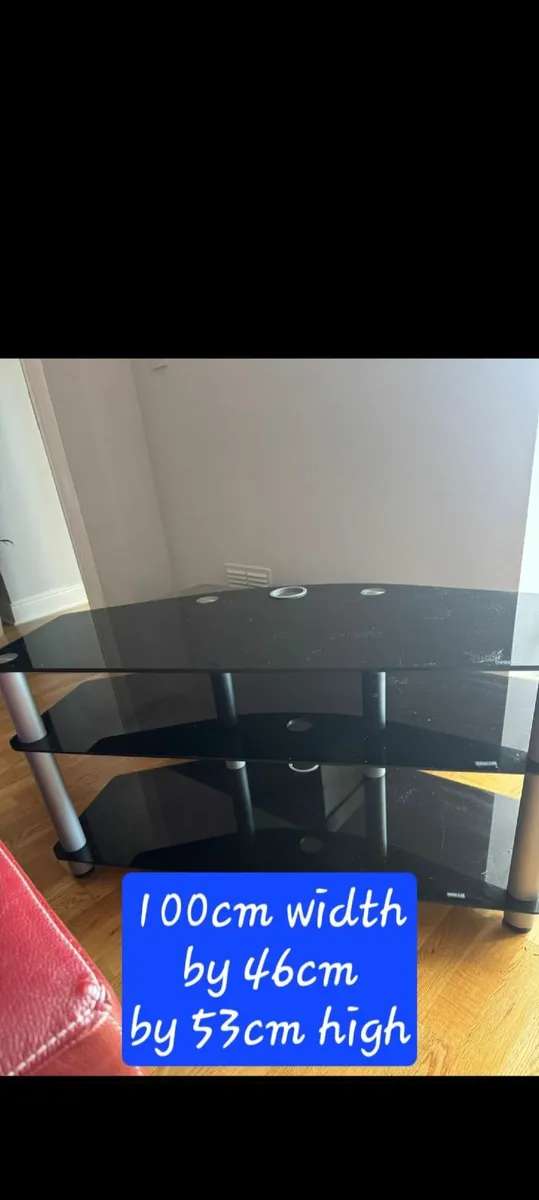 Black Glass TV stand in good condition - Image 2