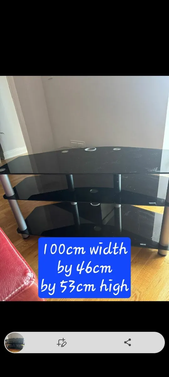 Black Glass TV stand in good condition - Image 1