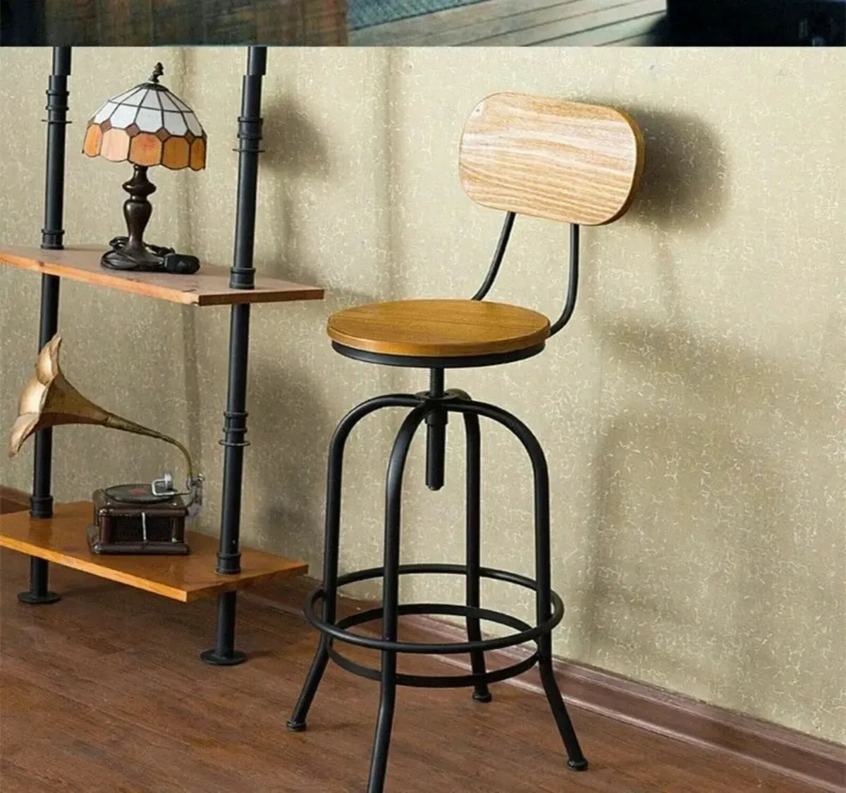 Swivel Bar Stool with Adjustable Pine Seat - Image 4