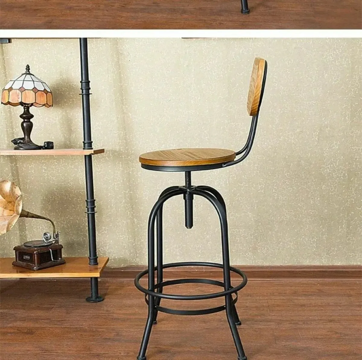 Swivel Bar Stool with Adjustable Pine Seat - Image 1