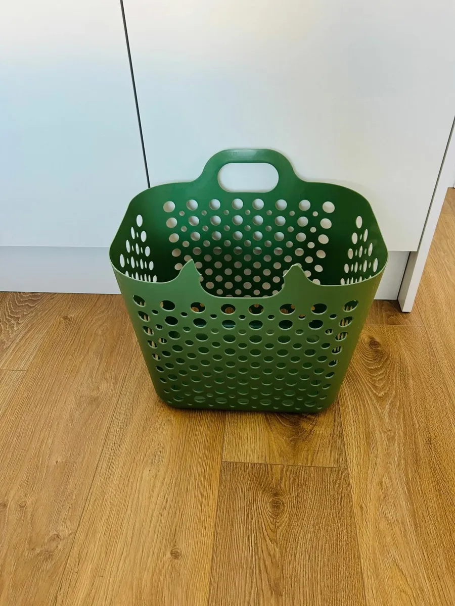 IKEA SLIBB Flexible laundry basket, green, 24 l - Image 1