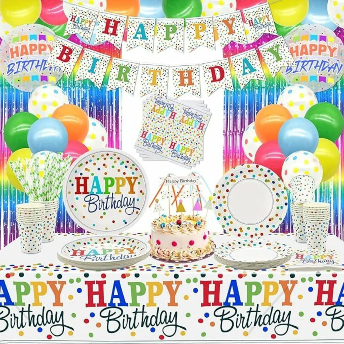 152 PCS Rainbow Party Supplies Colorful Balloons - Image 1