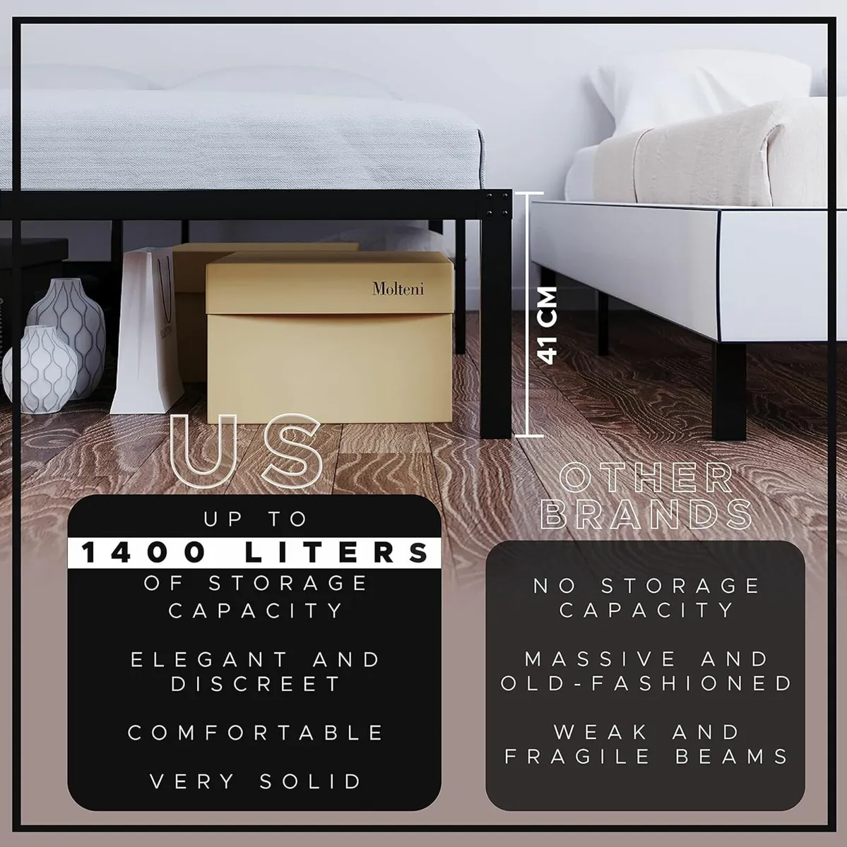 Single Bed Frame 90x190cm Storage Easy Assembly - Image 3